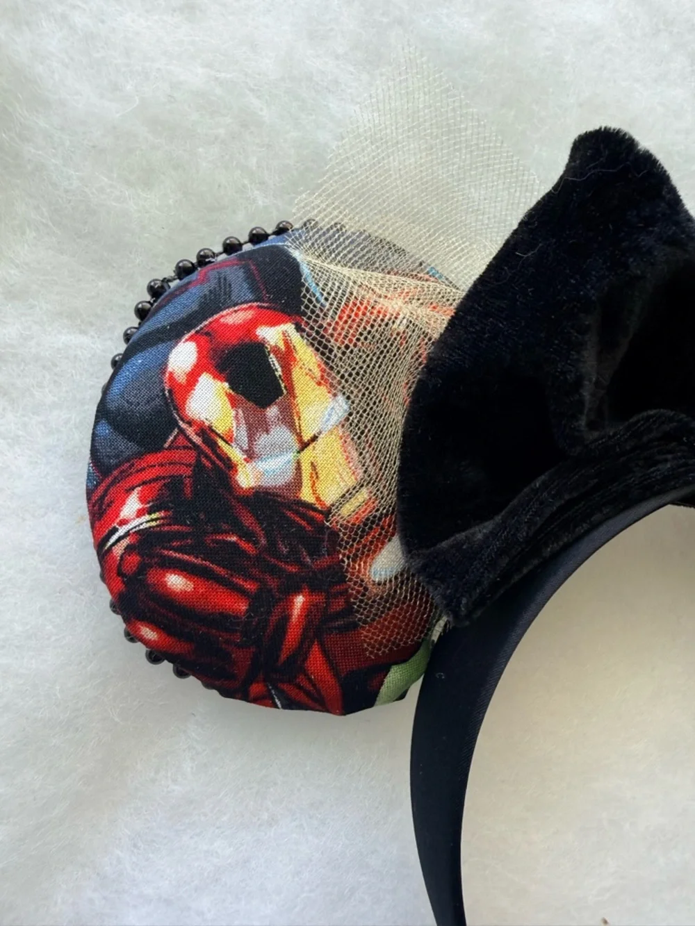 Iron Man Disney Ears Headband Marvel Avengers Minnie Mickey Ears Velvet Bow